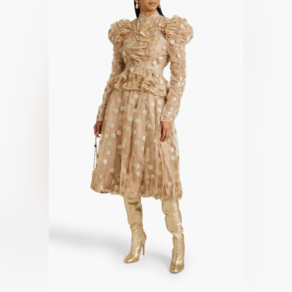Zimmermann Kaleidoscope Gold Polka Dot Tulle Ruffle Set Size 1